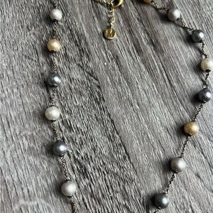 Elegant Majorica 1890 multi-Color Pearl Beaded Necklace 925 with gold plate